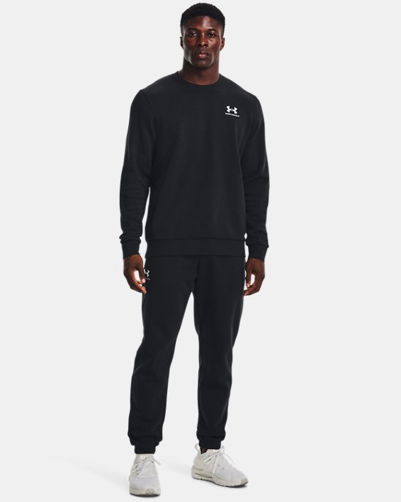 เสื้อคอกลม UA Essential Fleece สำหรับผู้ชาย in Black image number 2
